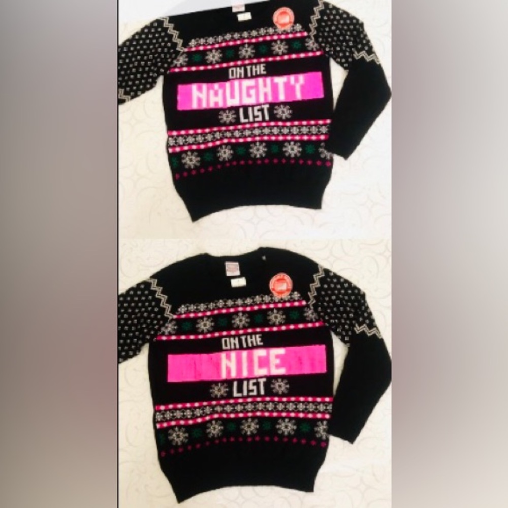 Christmas sweater naughty or nice sequin rub and switch size xxxl